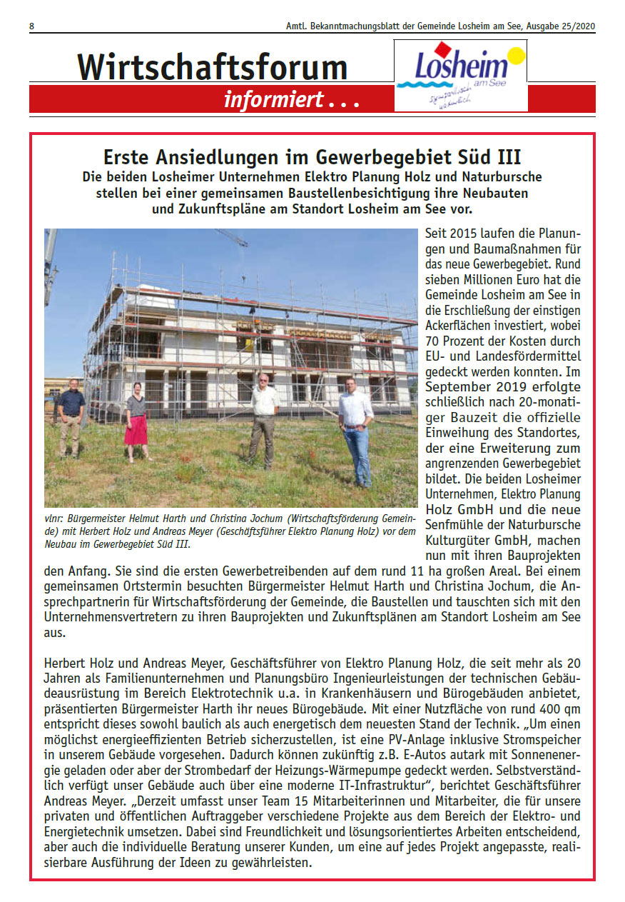 Bericht Amtsblatt Losheim - Neubau EPH 